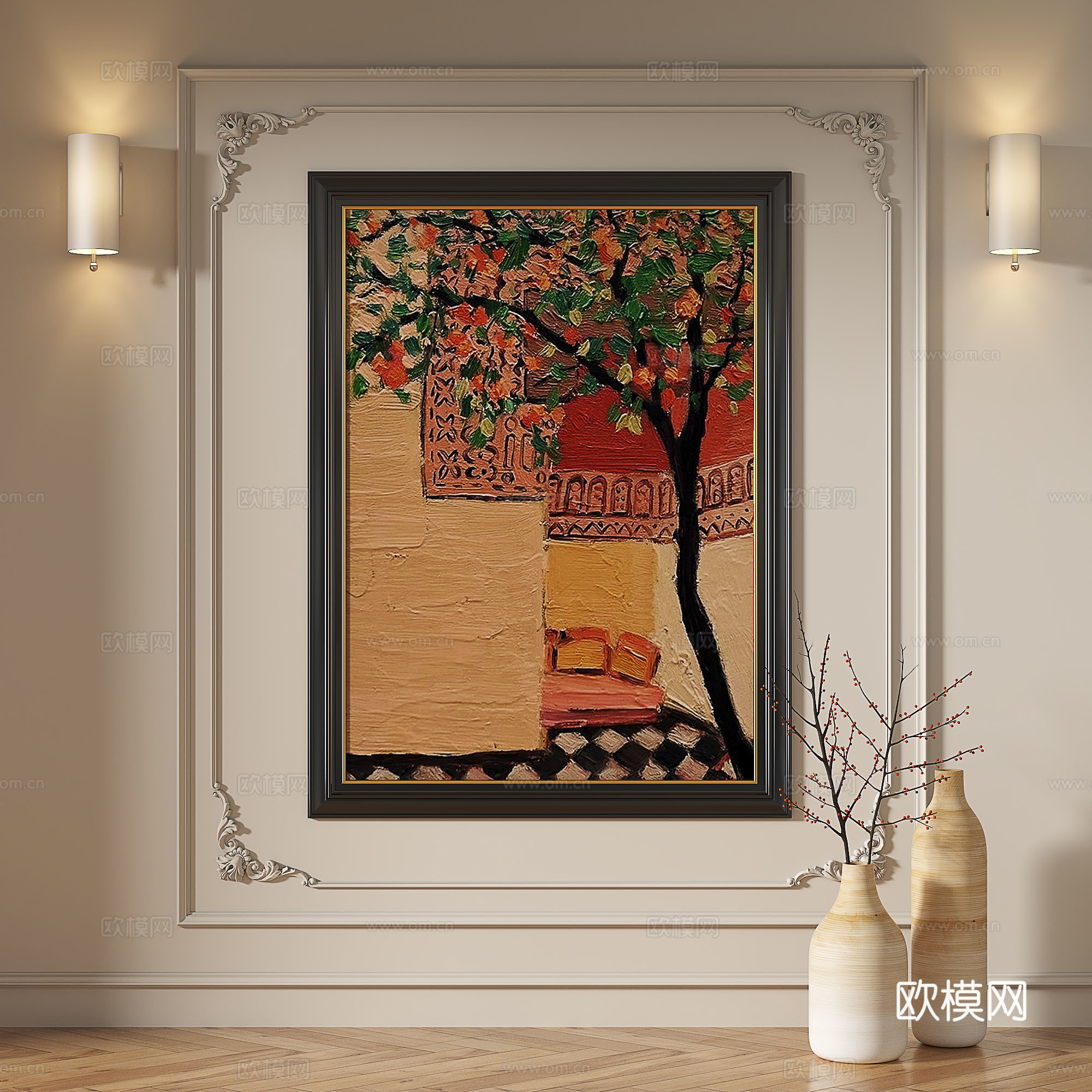 法式，现代，复古，中古，轻奢，欧式，古典，简约，抽象，装饰画3d模型