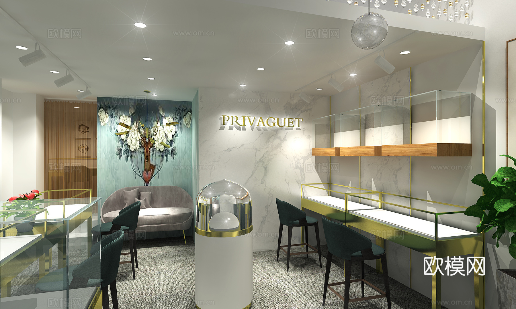 现代轻奢珠宝店3d模型