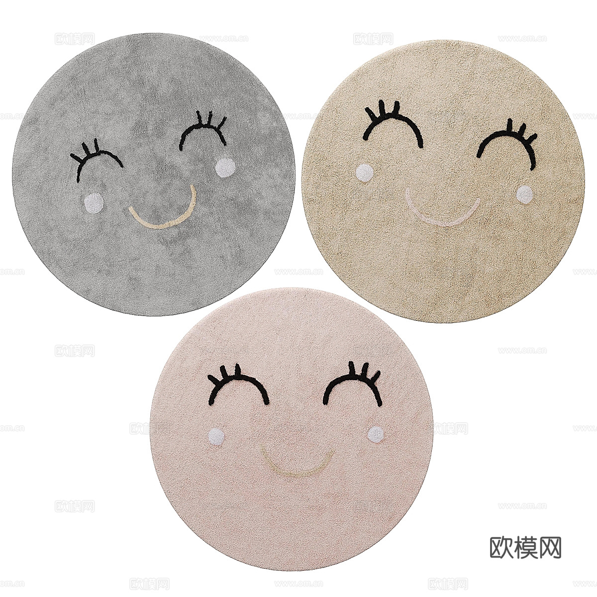 现代侘寂 圆形儿童地毯su模型