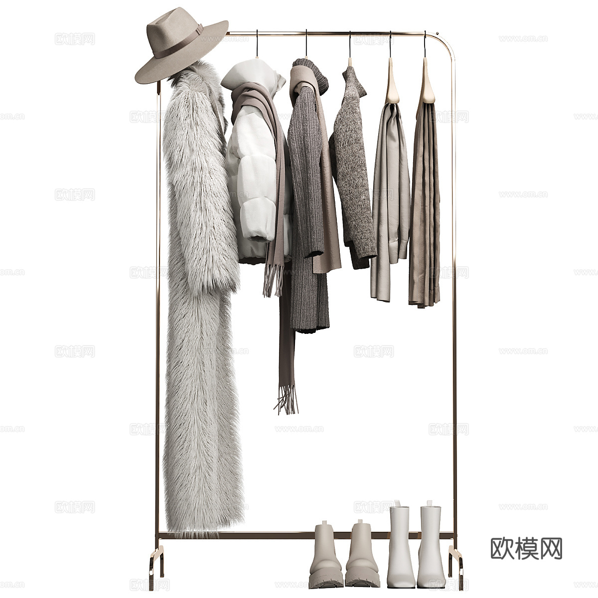 现代服饰鞋帽 落地式衣架3d模型