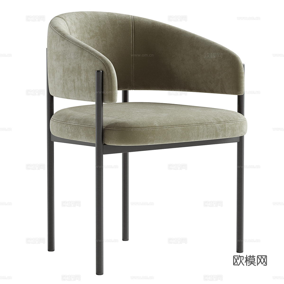现代意式布艺皮革吧台椅3d模型