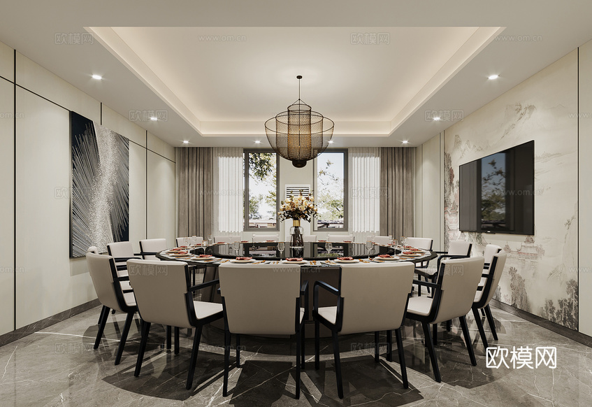 現(xiàn)代 餐廳 包廂3d模型下載