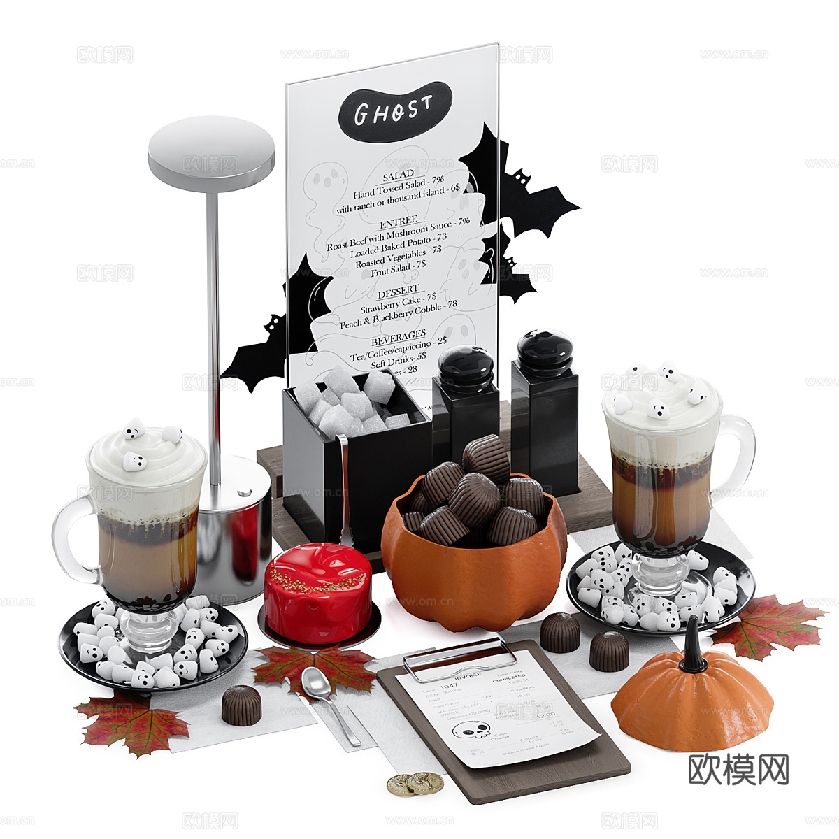 美式万圣节酒水食品3d模型