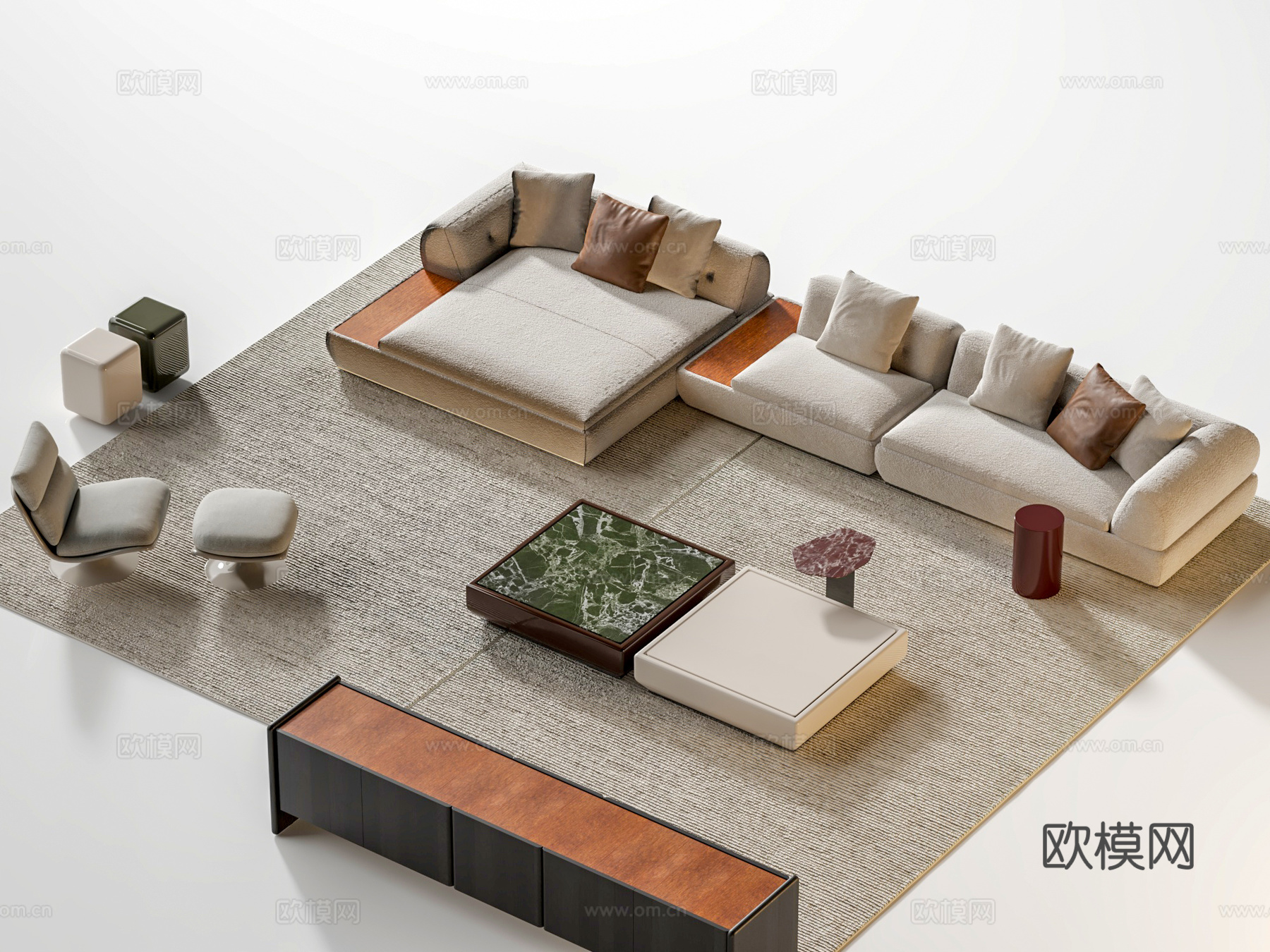 Minotti 沙发茶几组合 超级月亮沙发 转角沙发 沙发椅3d模型