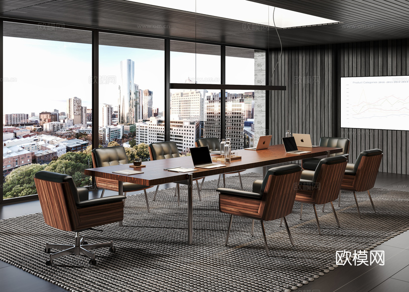 Minotti Daiki会议室 小型会议室 办公椅su模型下载(渲染图1)