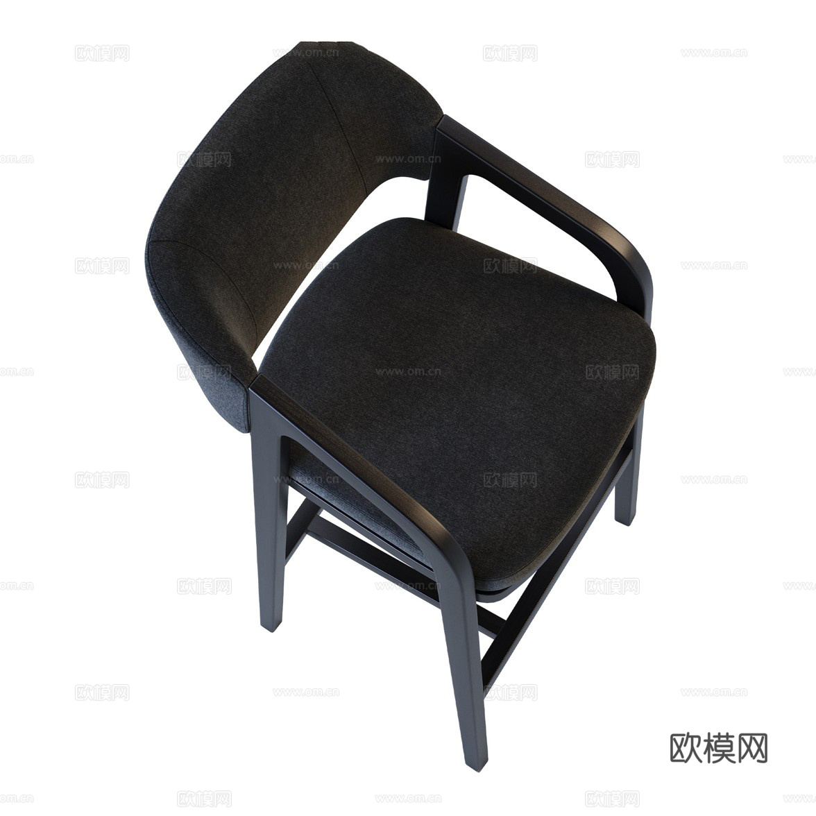 新中式布艺木质吧台椅3d模型
