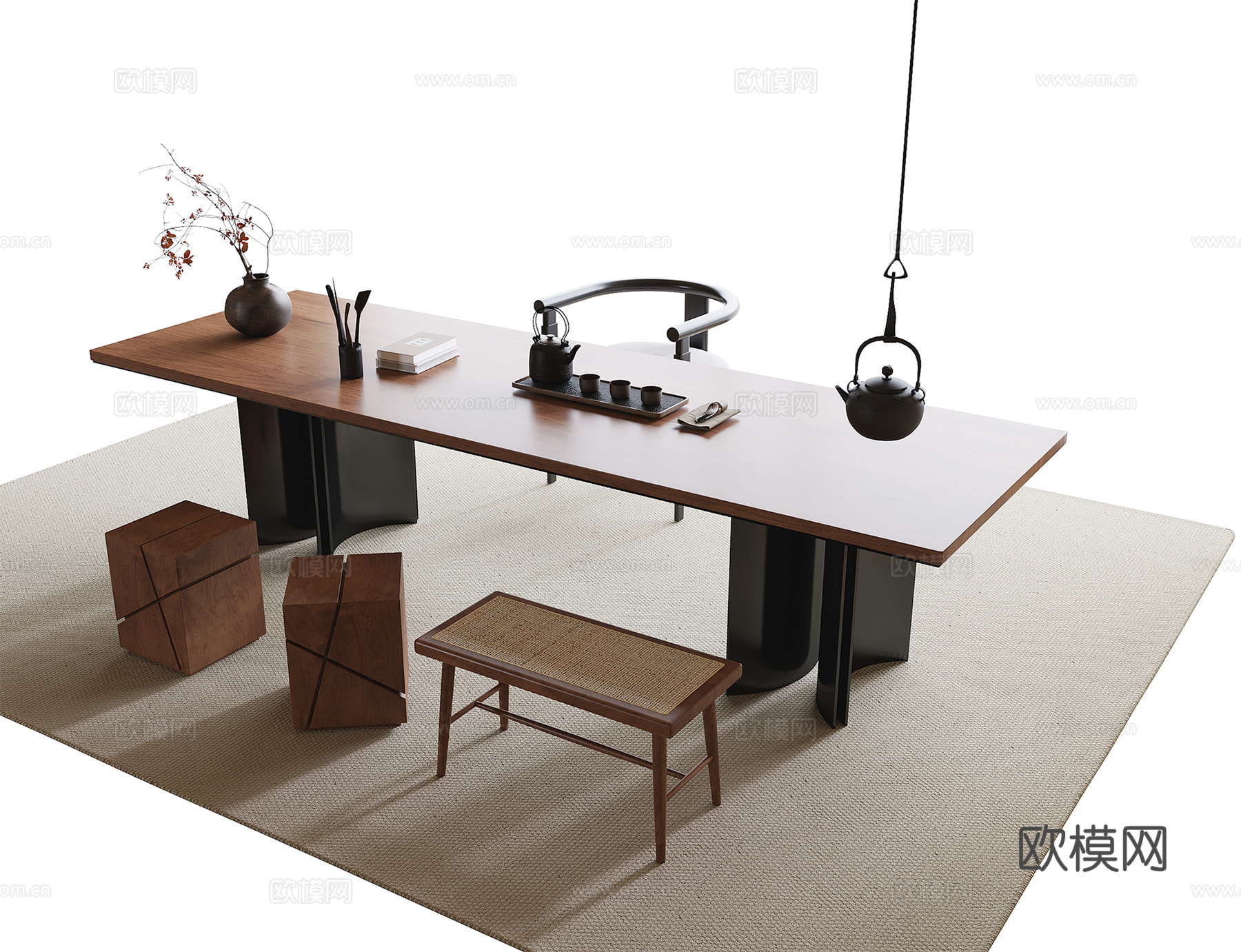 现代茶桌椅 茶桌 凳子3d模型