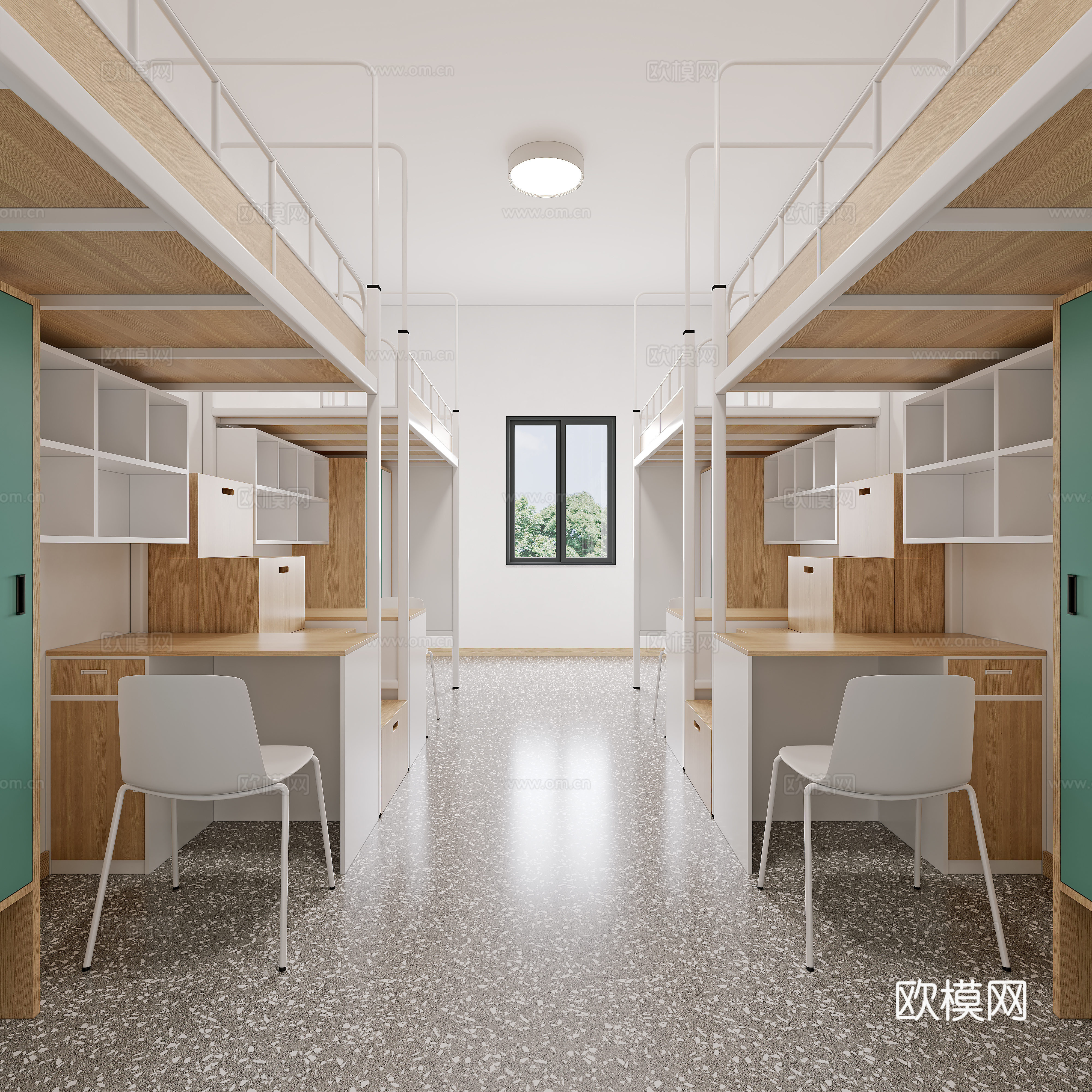 宿舍 上下铺 写字桌 学生宿舍 员工宿舍3d模型
