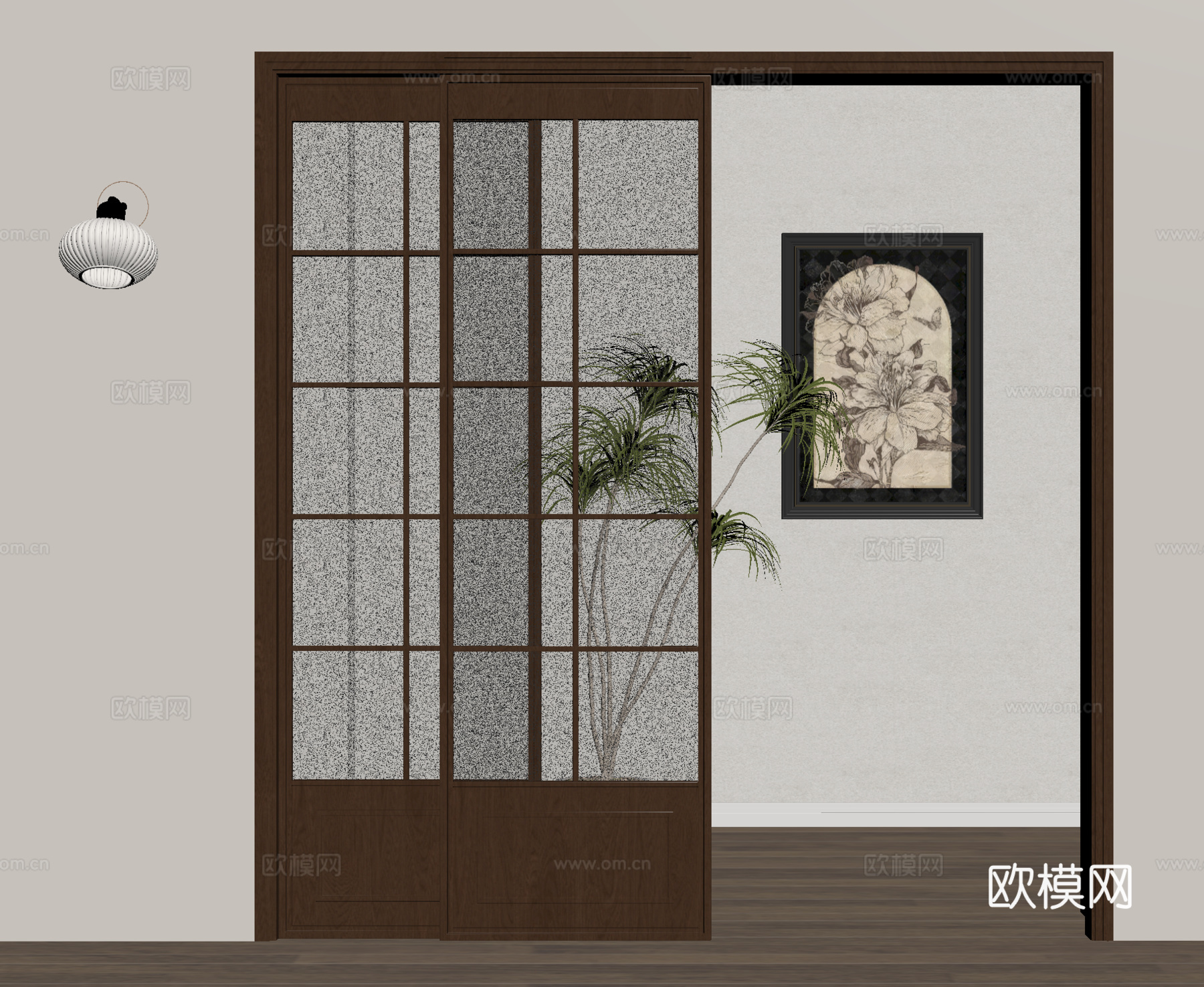 推拉门 厨房推拉门 玻璃门 滑门su模型