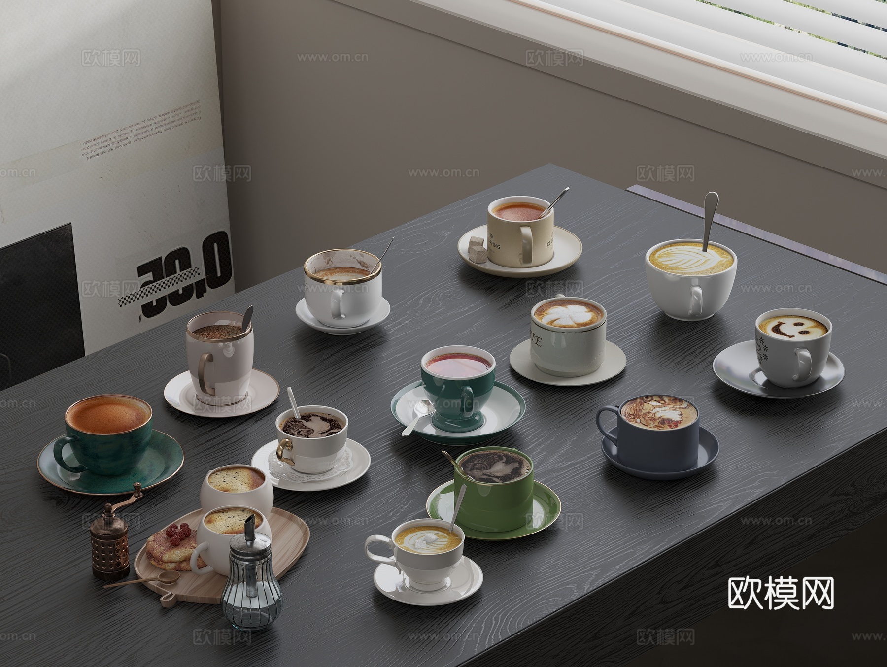 陶瓷咖啡杯 茶杯 水杯 茶勺3d模型