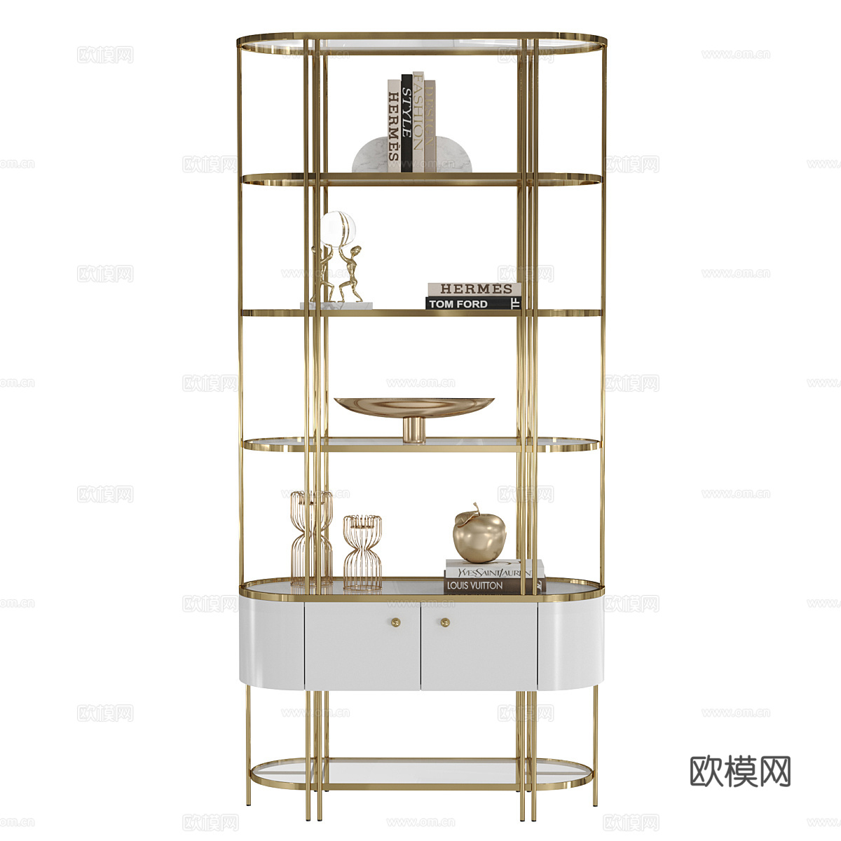 现代轻奢装饰架 书架3d模型