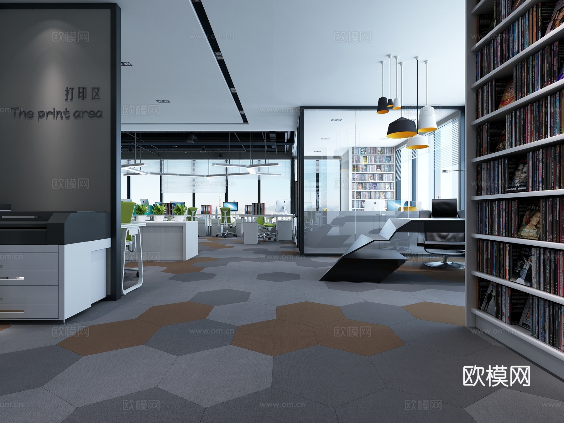 现代办公区办公前台组合 3D模型3d模型