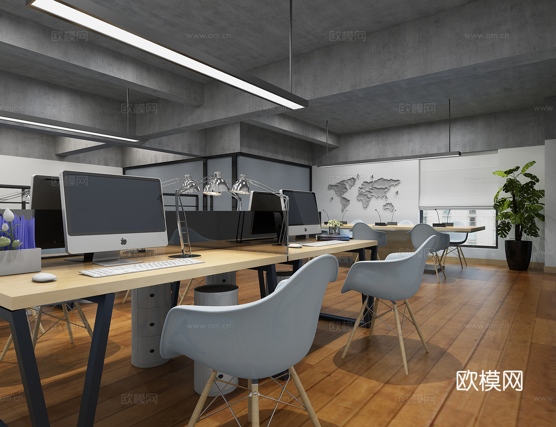 现代办公桌 吊灯 餐椅 厨房用品 沙发 挂画 盆栽 消防器材3d模型