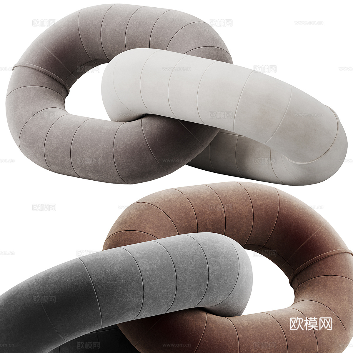 现代意式布艺休闲沙发3d模型