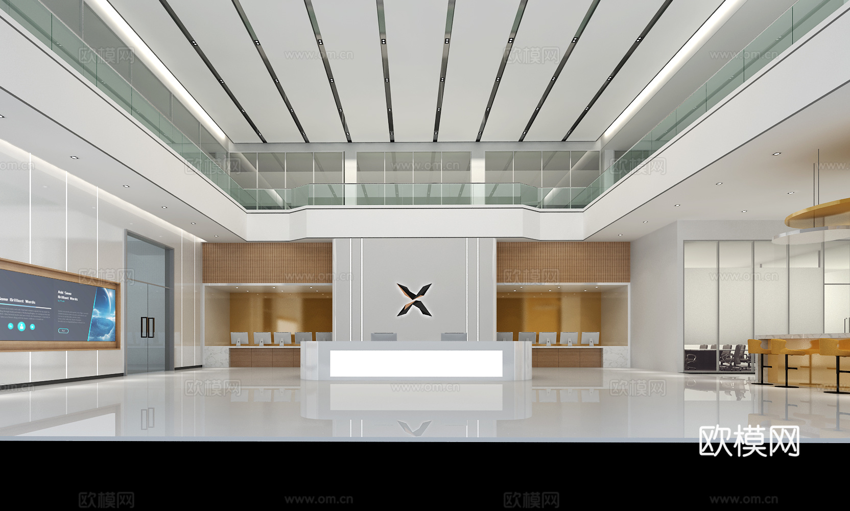 现代科技公司大堂3d模型