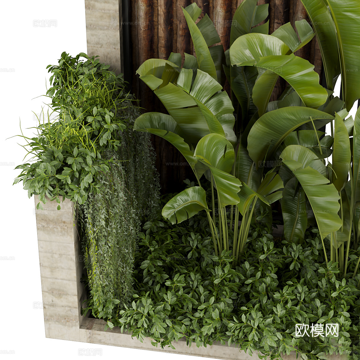 现代绿植植物堆3d模型