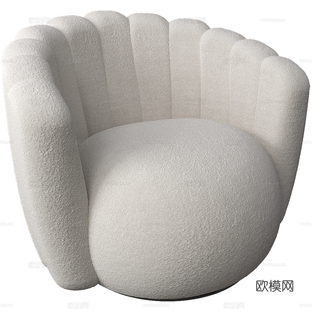 现代奶油风布艺沙发椅3d模型
