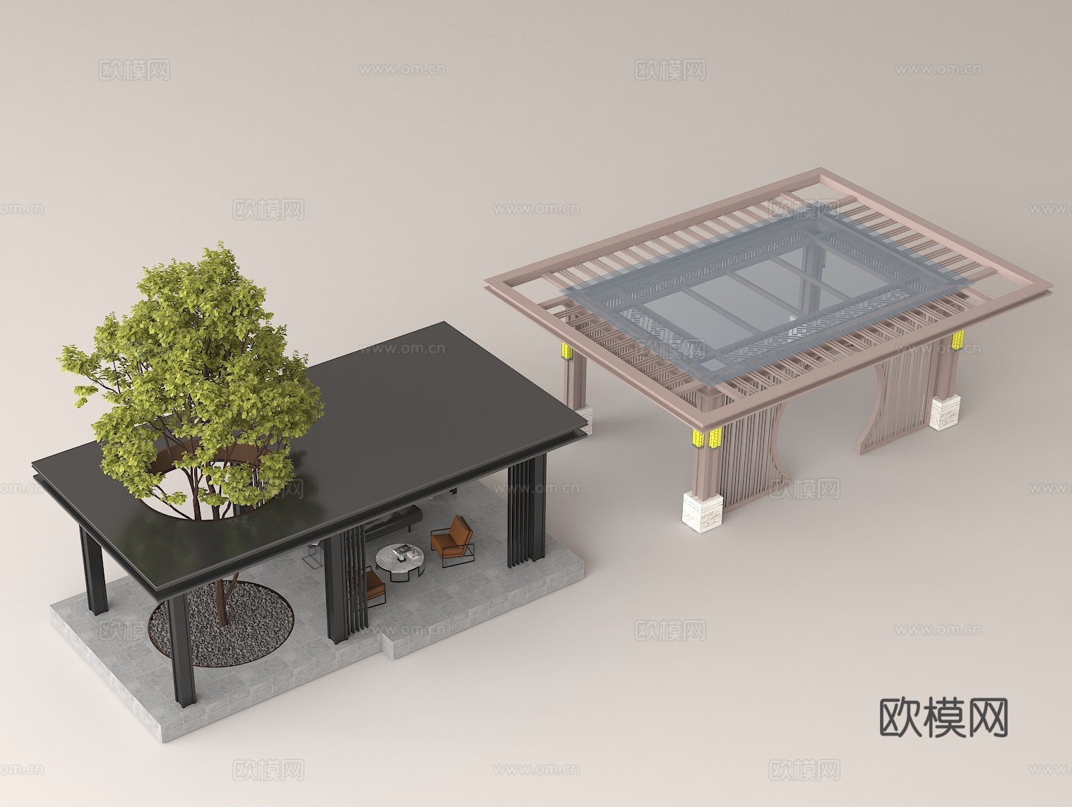 户外景观 庭院设计 景观亭 现代建筑 户外休闲区 园林设施3d模型