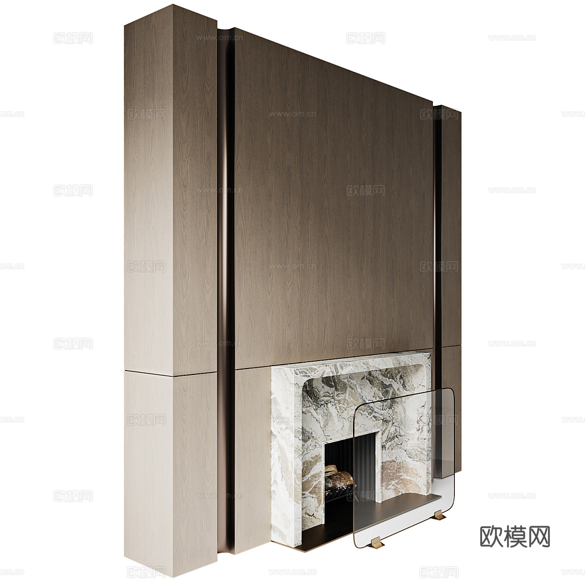 现代意式轻奢壁炉3d模型