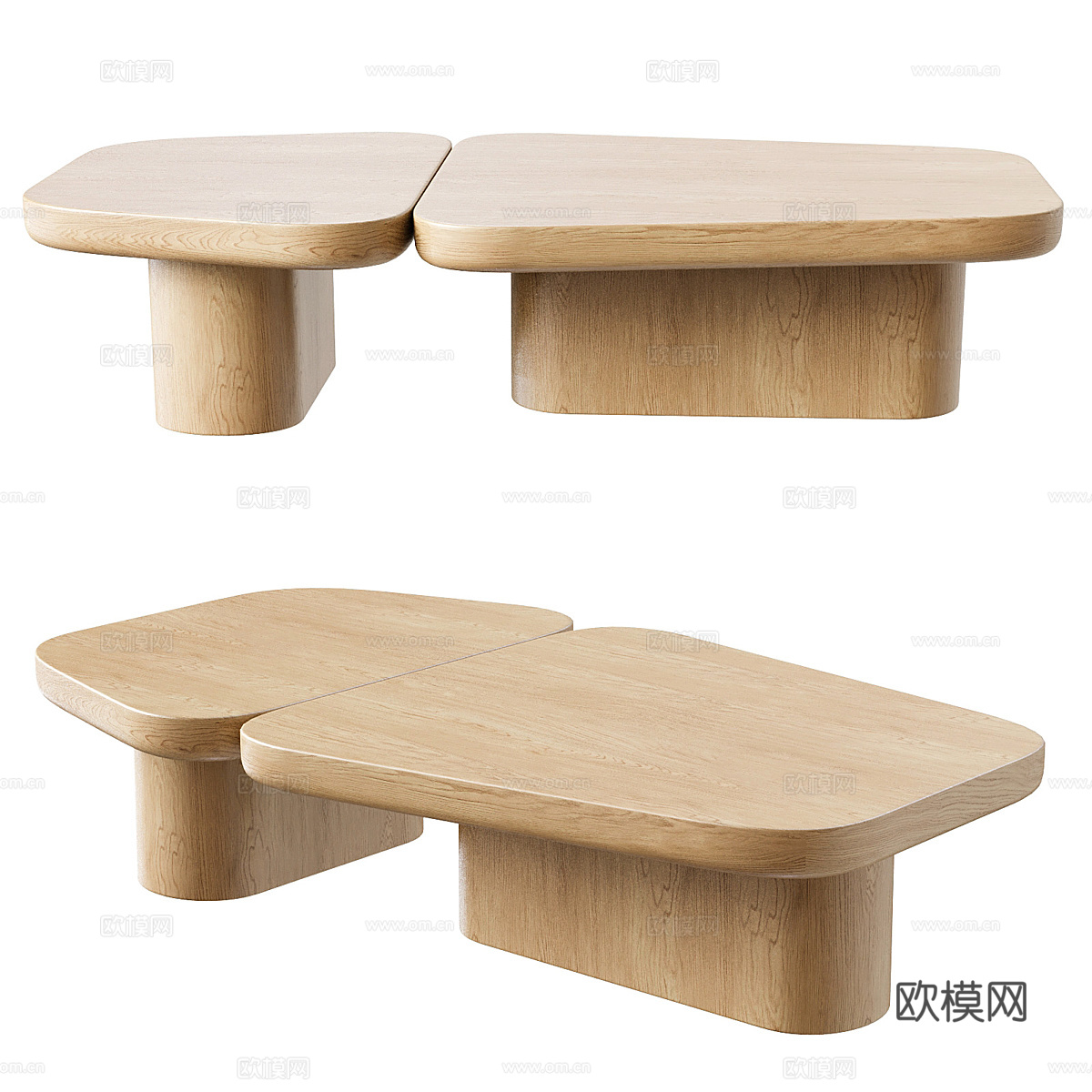 现代意式实木异形茶几3d模型