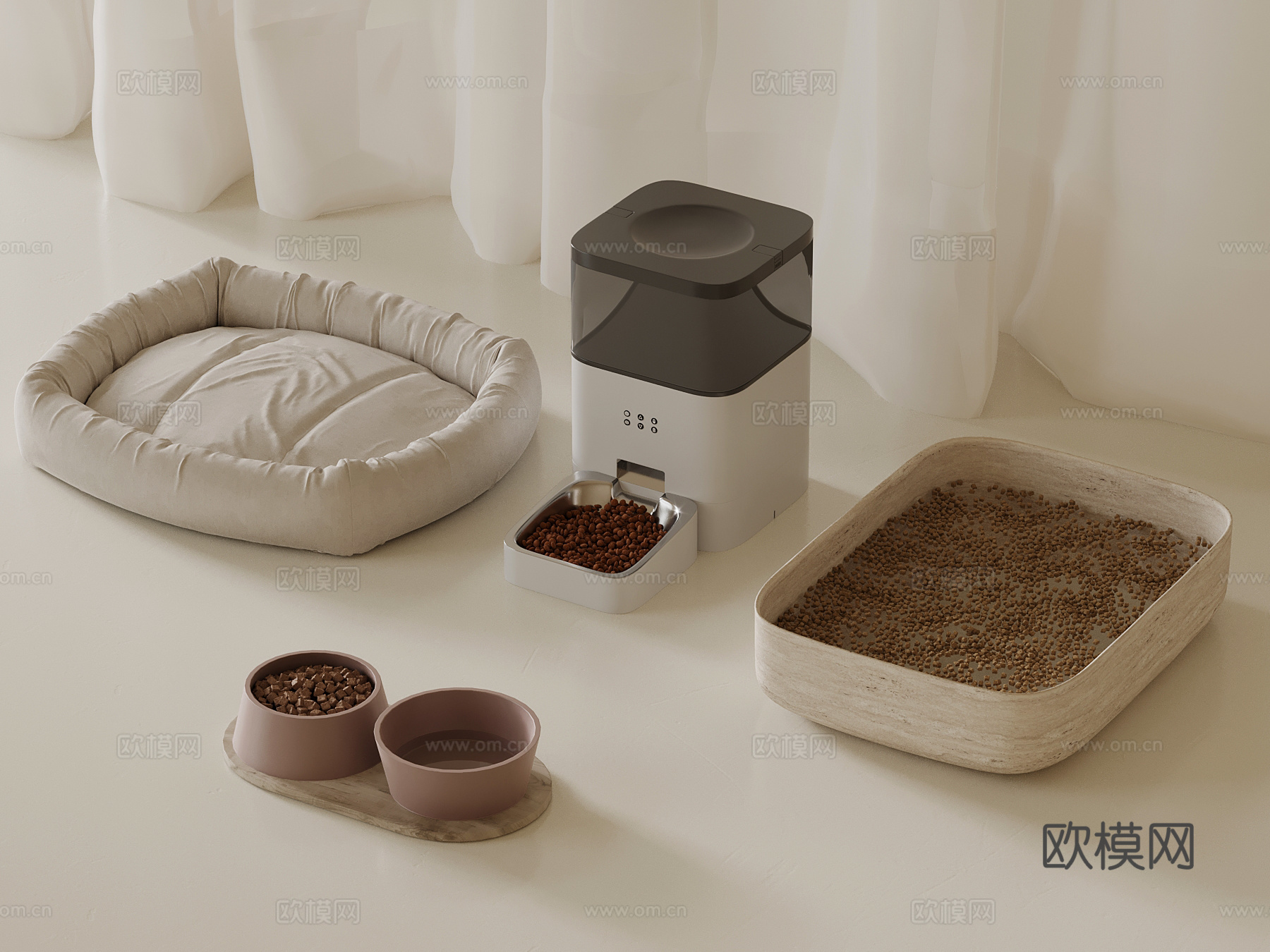 宠物用品 现代猫窝 猫砂盆3d模型