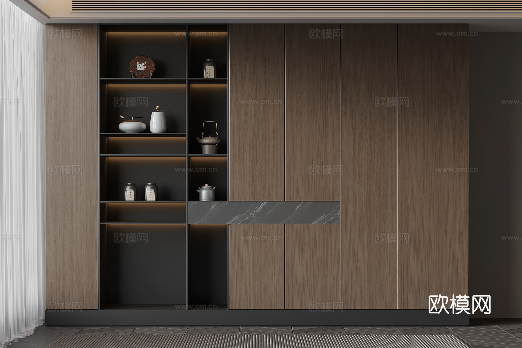 意式茶柜 茶具 茶壶3d模型