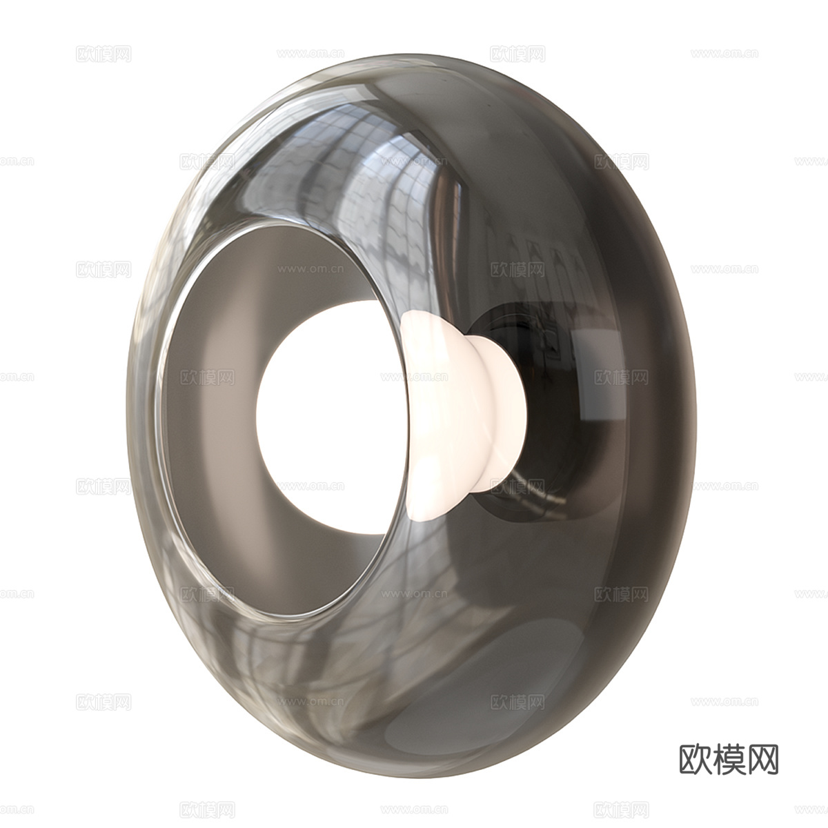 现代意式圆形玻璃壁灯3d模型