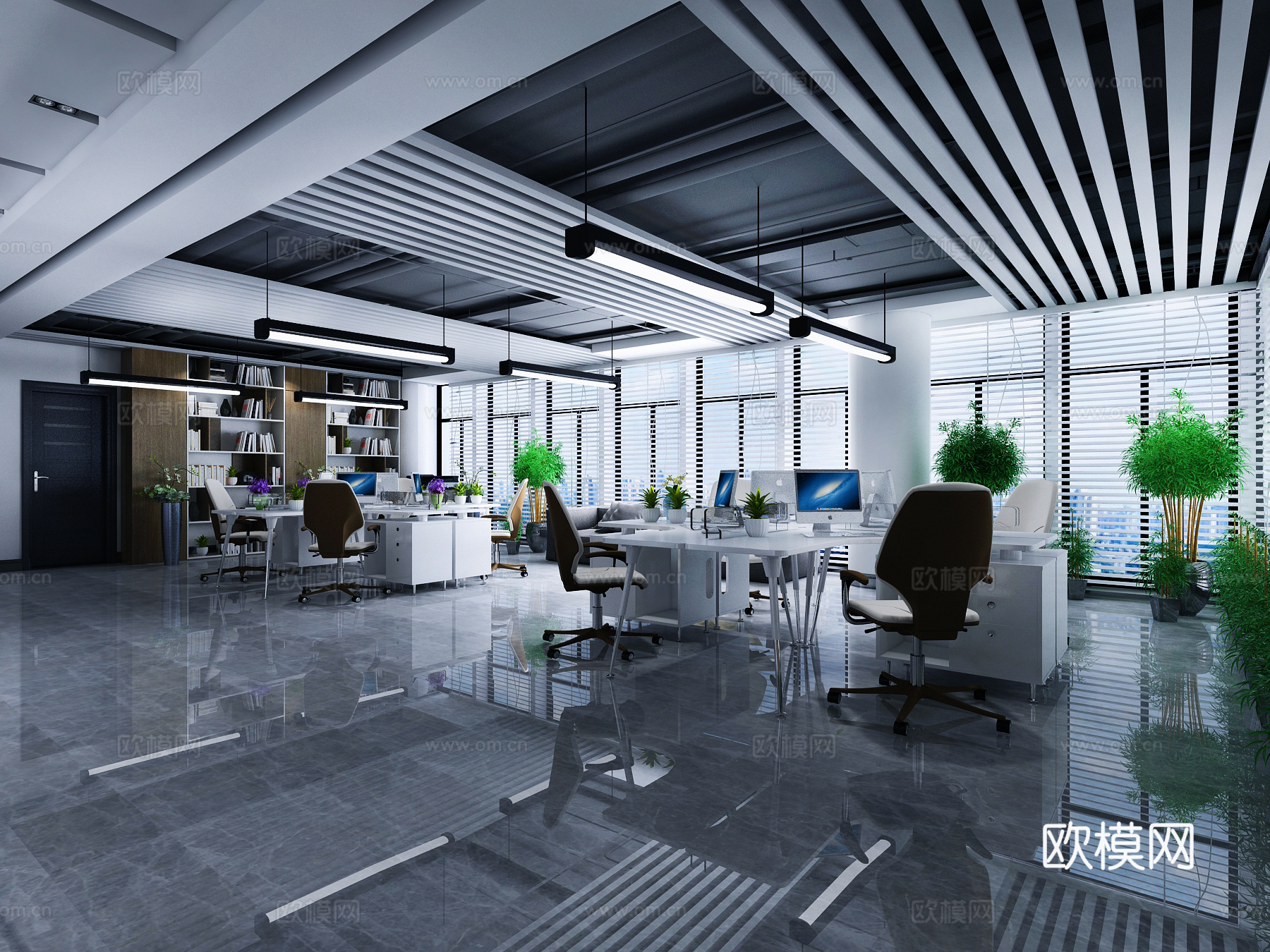 现代办公区3d模型