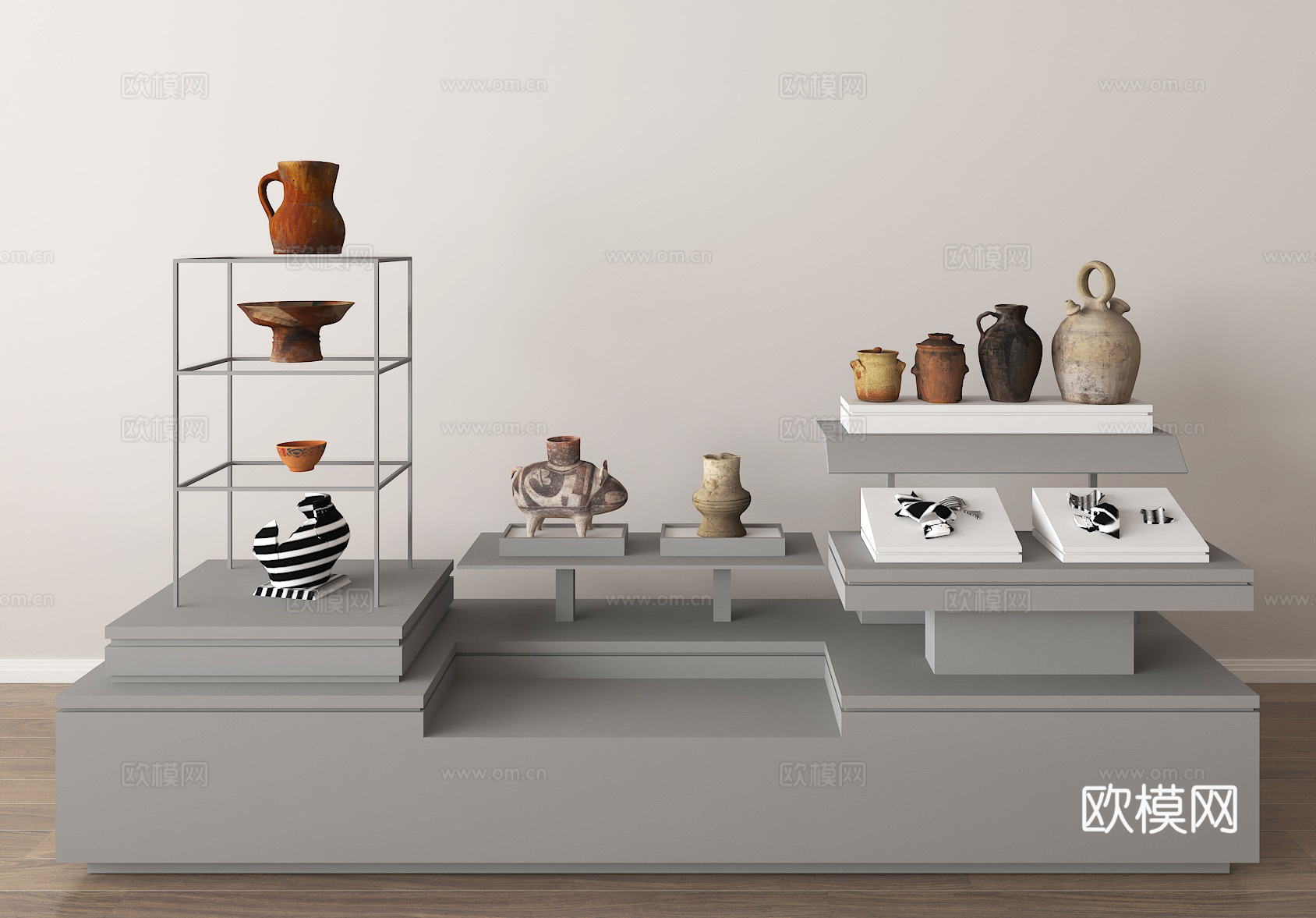 文物展览 古代陶器 艺术陈列 考古文物 历史藏品 博物馆展品3d模型