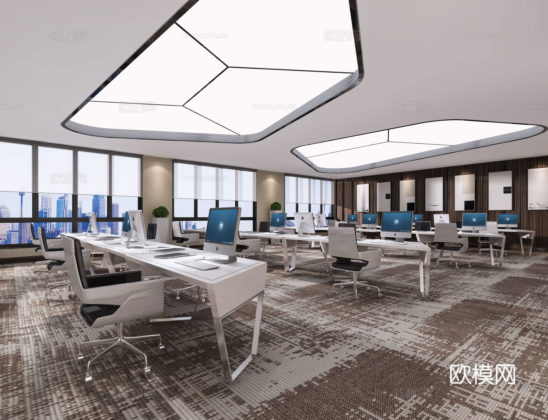 现代办公区办公桌3d模型