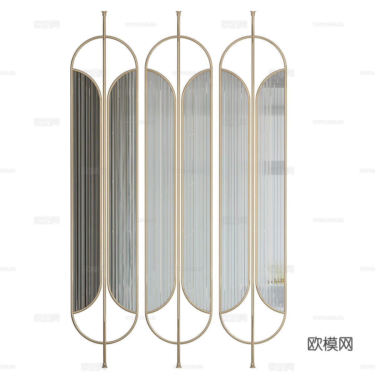 新中式轻奢不锈钢金属屏风3d模型