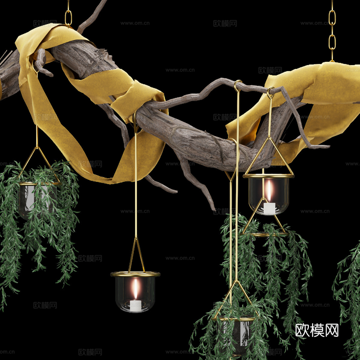 新中式侘寂树枝装饰吊灯3d模型