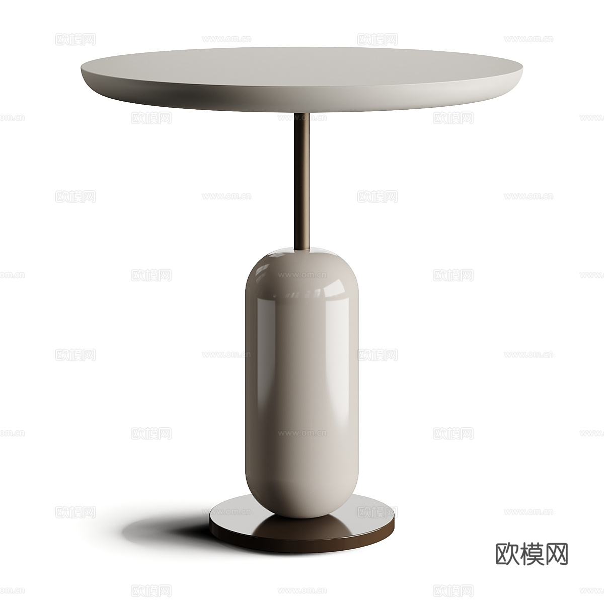 现代侘寂圆形茶几 边几 金属茶几 陶瓷茶几su模型