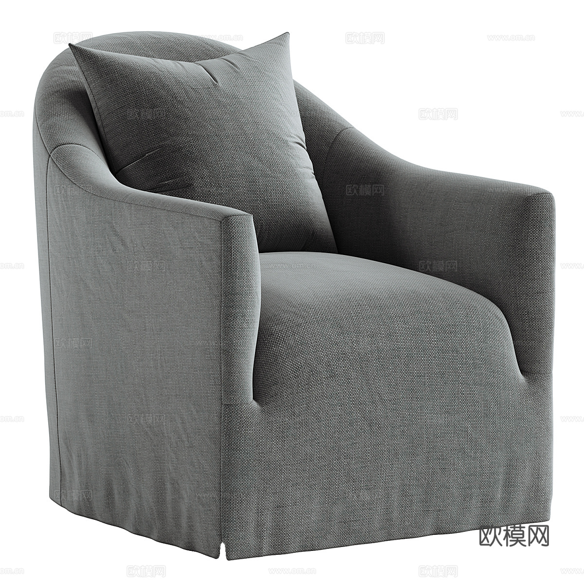 美式简约布艺沙发椅3d模型