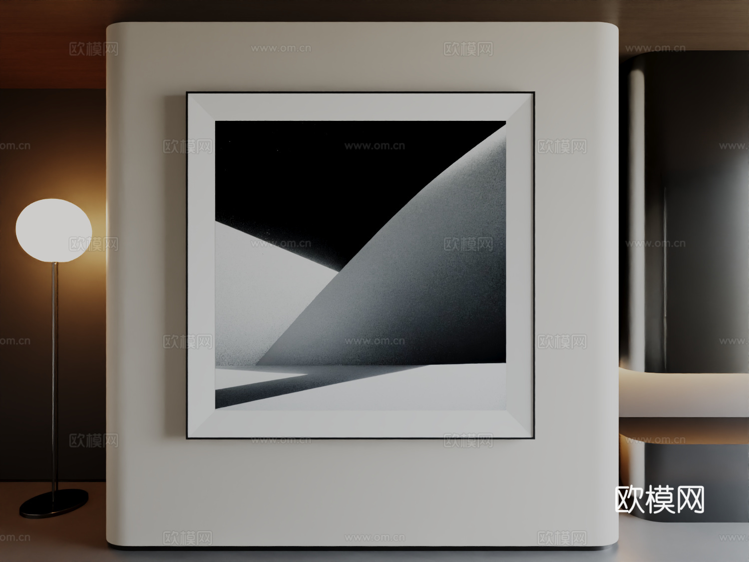 现代极简高级挂画意式简约抽象艺术挂画3d模型