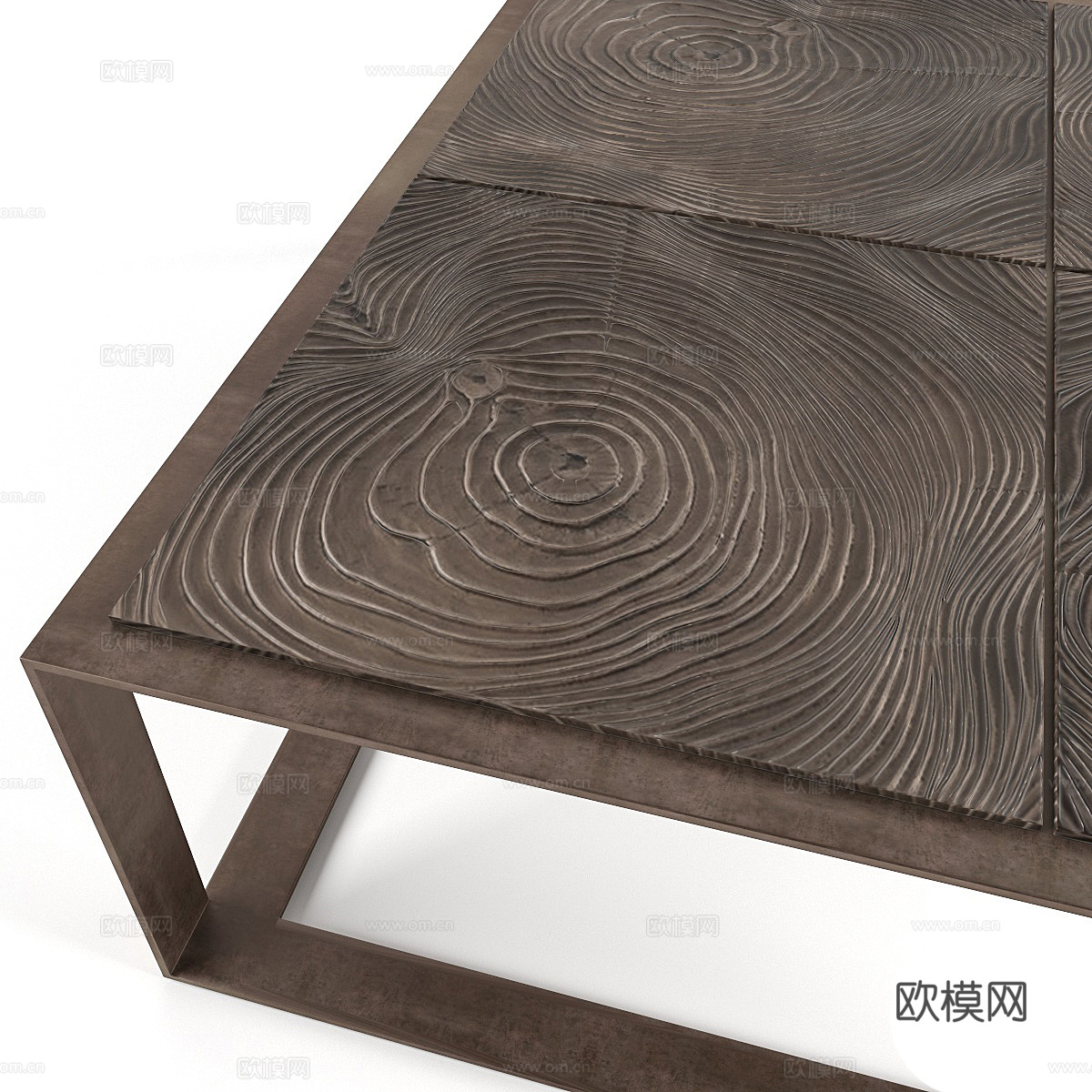 现代意式轻奢方形金属茶几3d模型