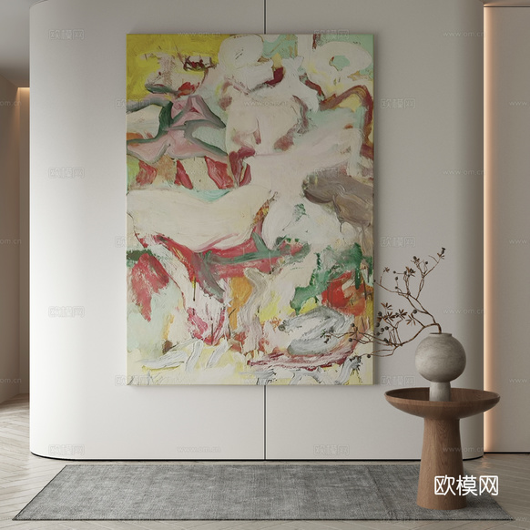 现代侘寂挂画 油画3d模型下载