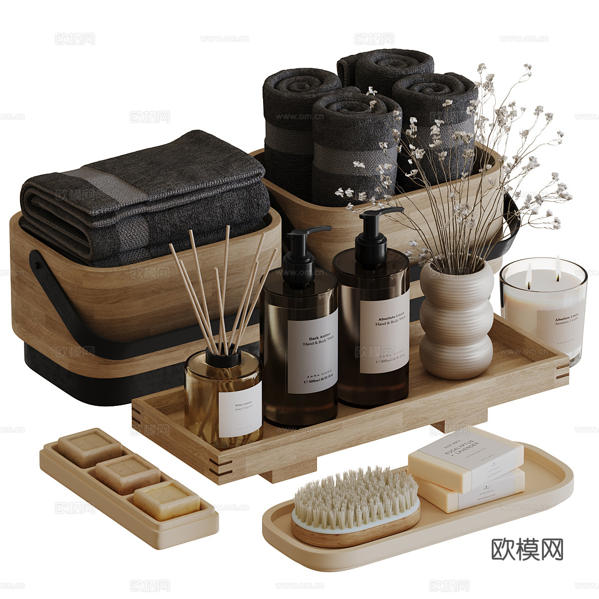 现代意式浴室洗护用品3d模型