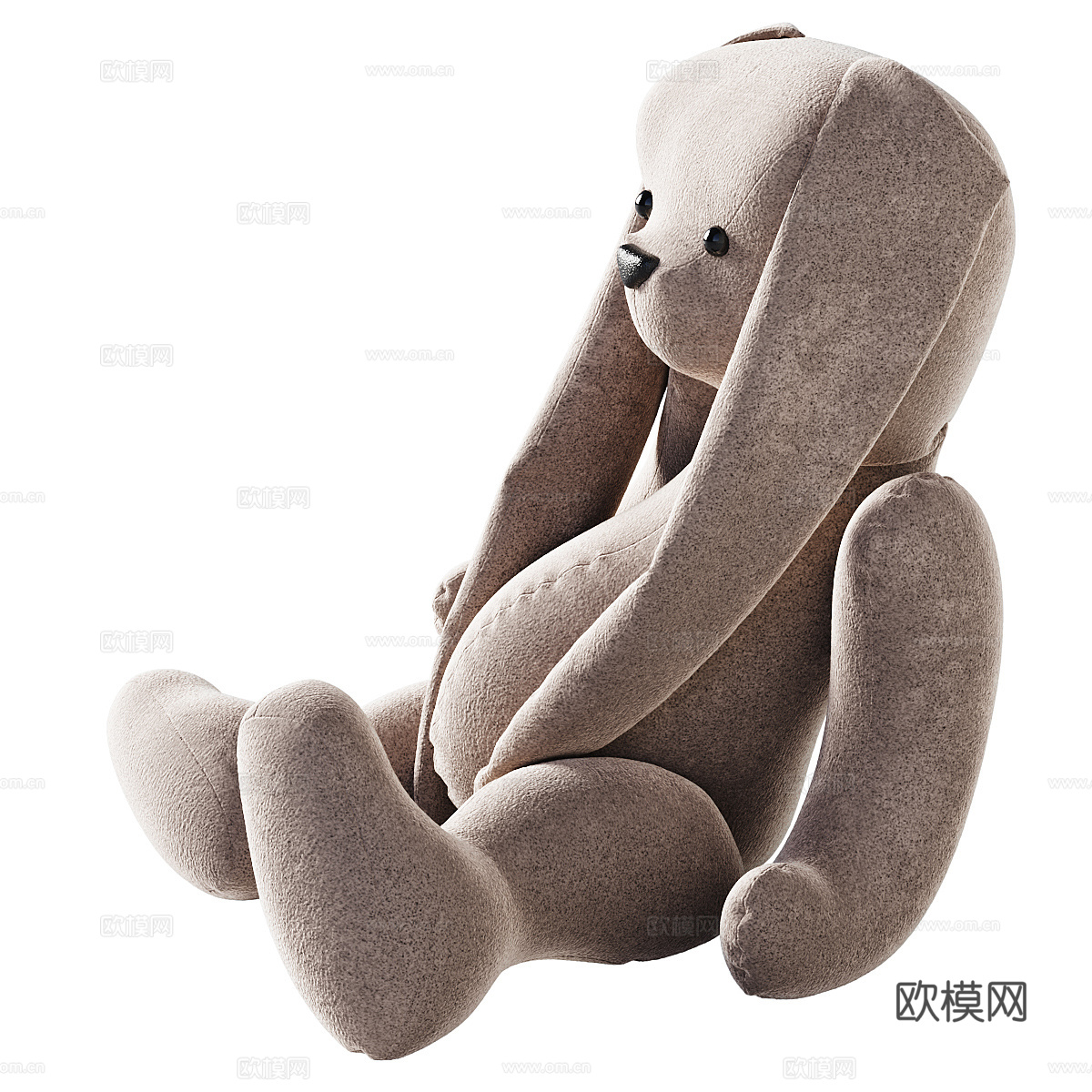 现代奶油风玩具毛绒兔3d模型