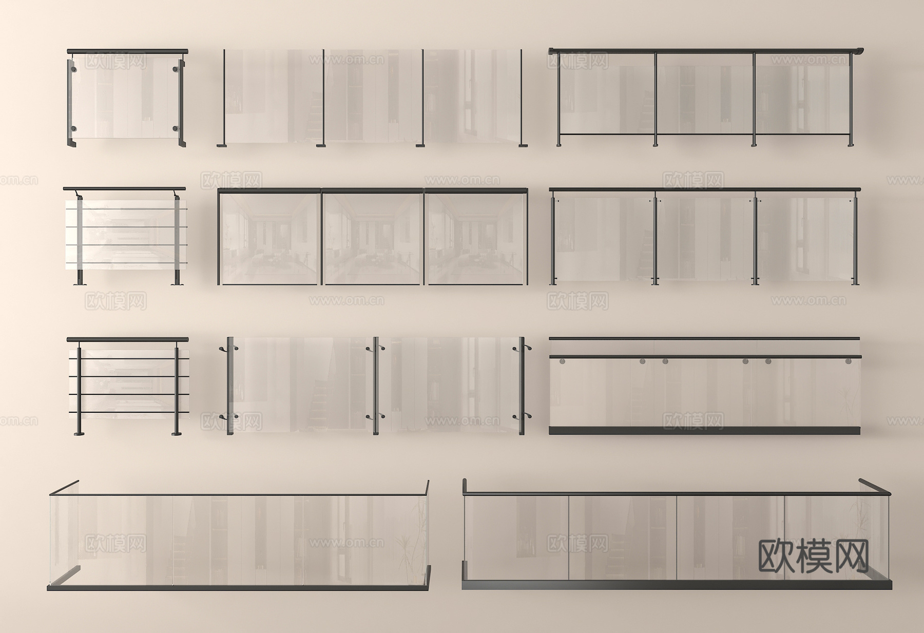 玻璃栏杆 围栏 护栏 栅栏3d模型