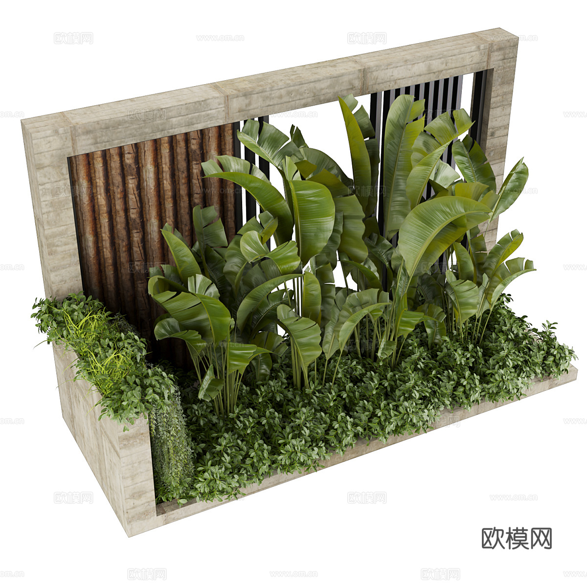 现代绿植植物堆3d模型
