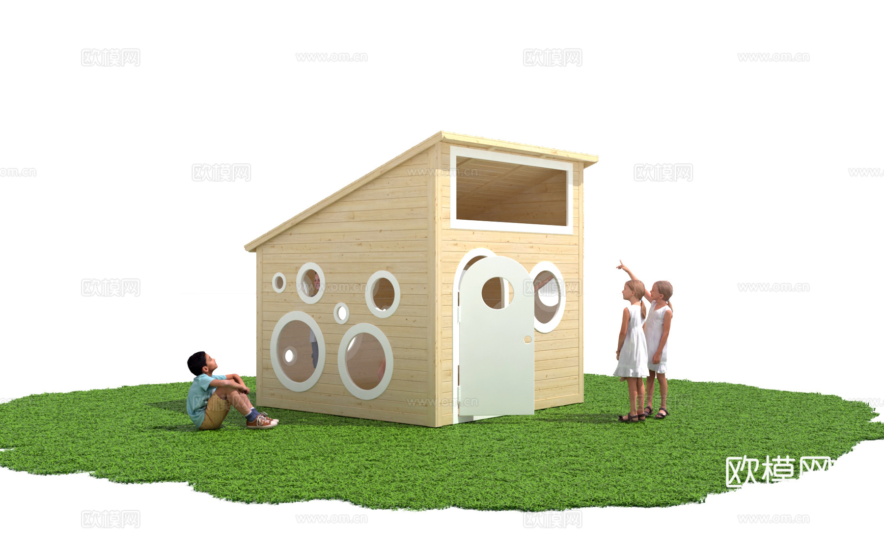 现代儿童小木屋 儿童情景教育木屋 移动木屋 儿童玩具屋3d模型
