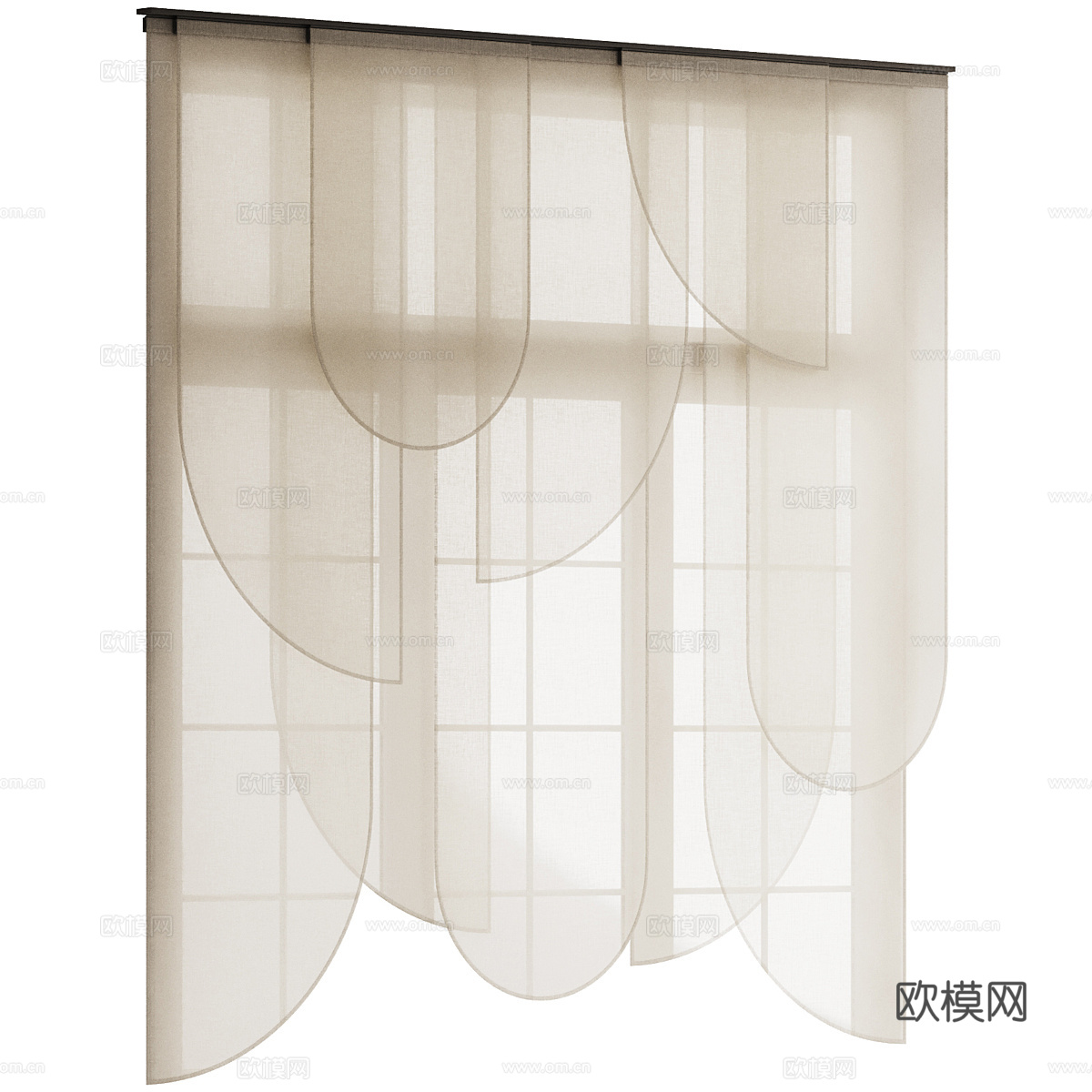 新中式布艺卷帘 罗马帘3d模型