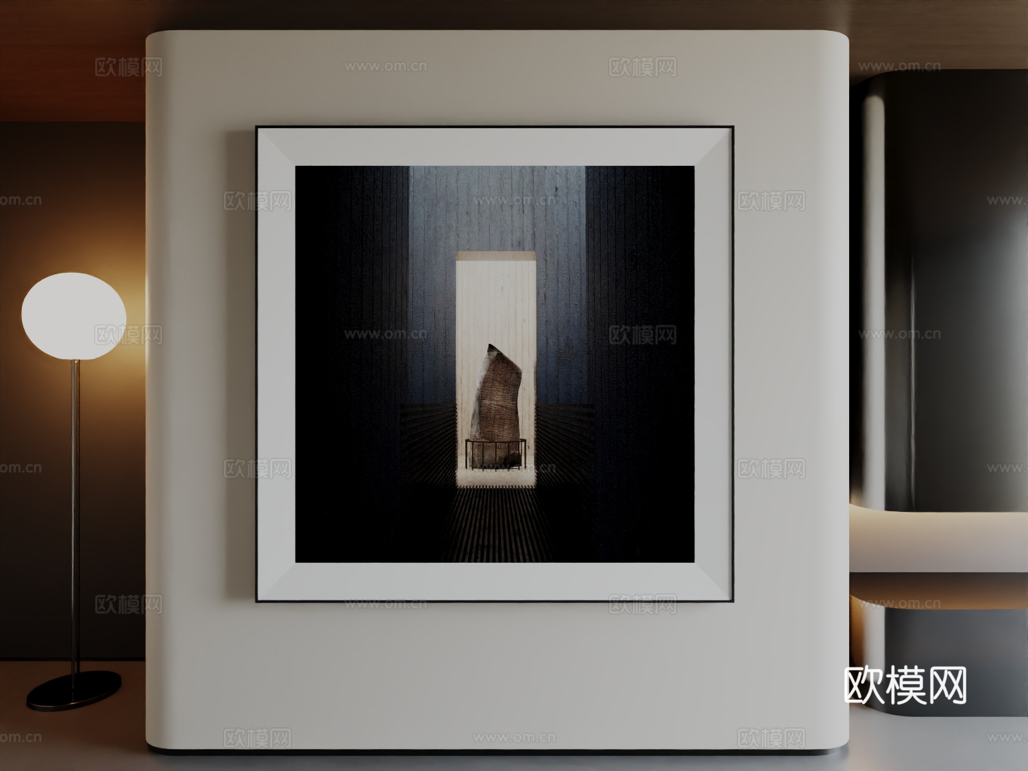 现代极简高级挂画意式简约抽象艺术挂画3d模型