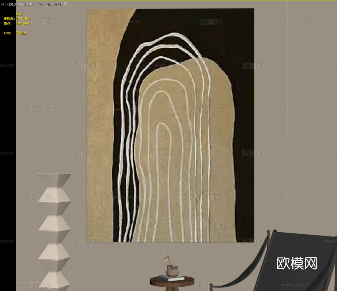 现代奶油装饰挂画 意式极简装饰挂画 抽象艺术装饰画 几何图案3d模型