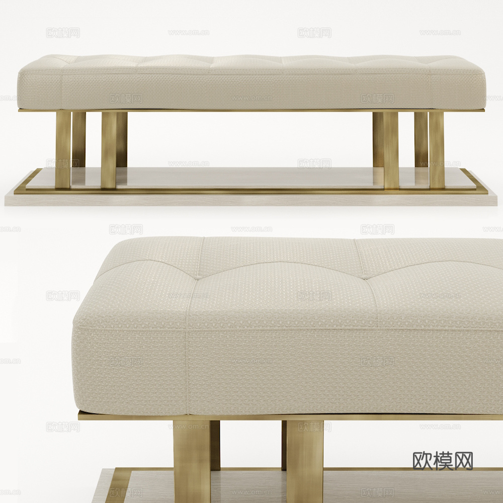 现代轻奢布艺长凳 条凳3d模型