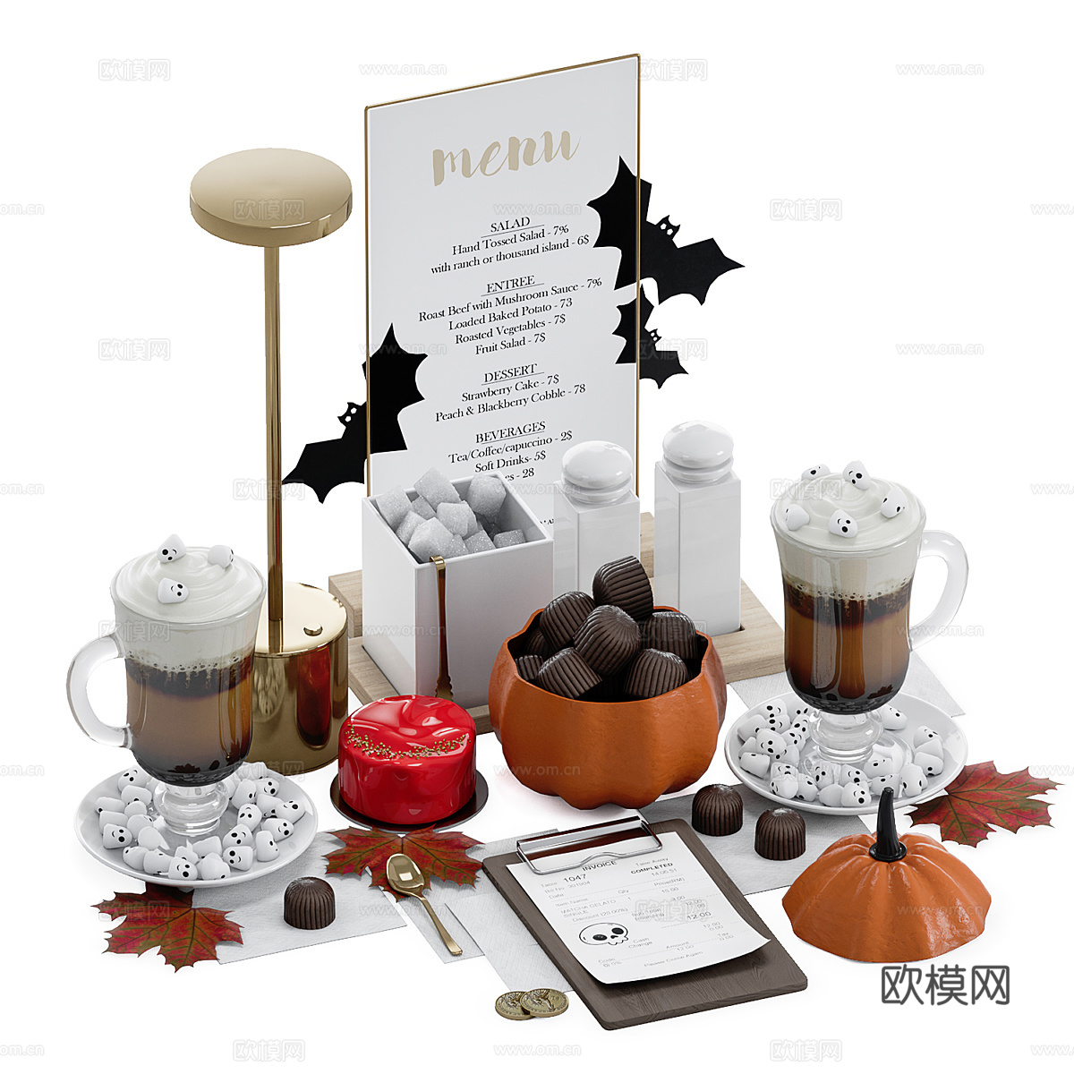 美式万圣节酒水食品3d模型