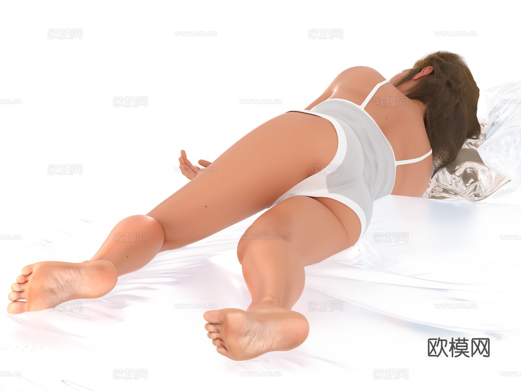 睡觉女人 睡衣美女 人物女性枕头 模特小姐姐 卡通动漫女生3d模型