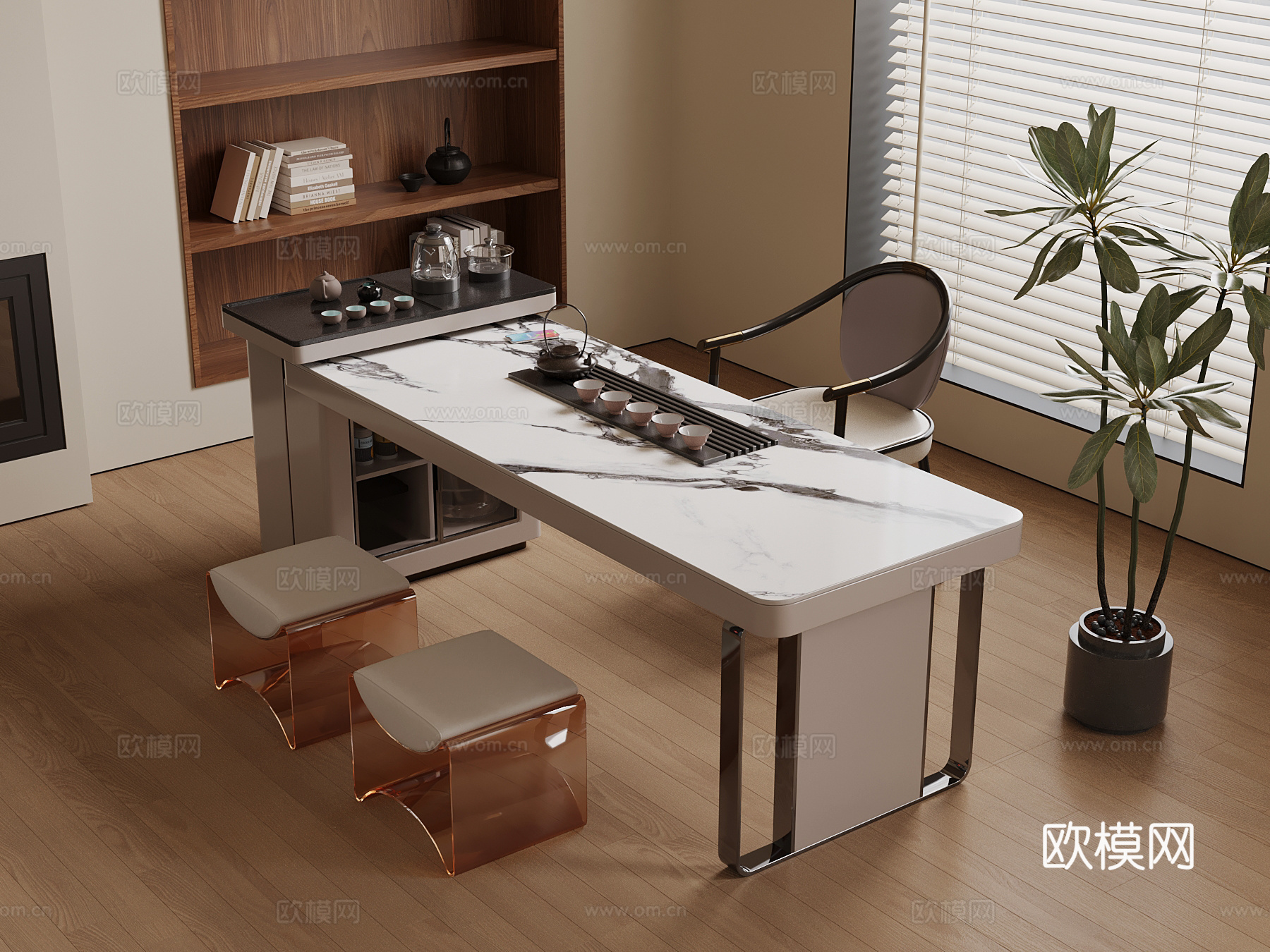 现代茶桌椅 茶具 茶椅3d模型