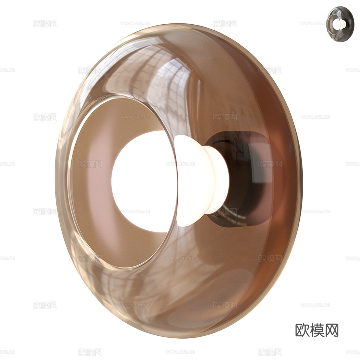 现代意式圆形玻璃壁灯3d模型